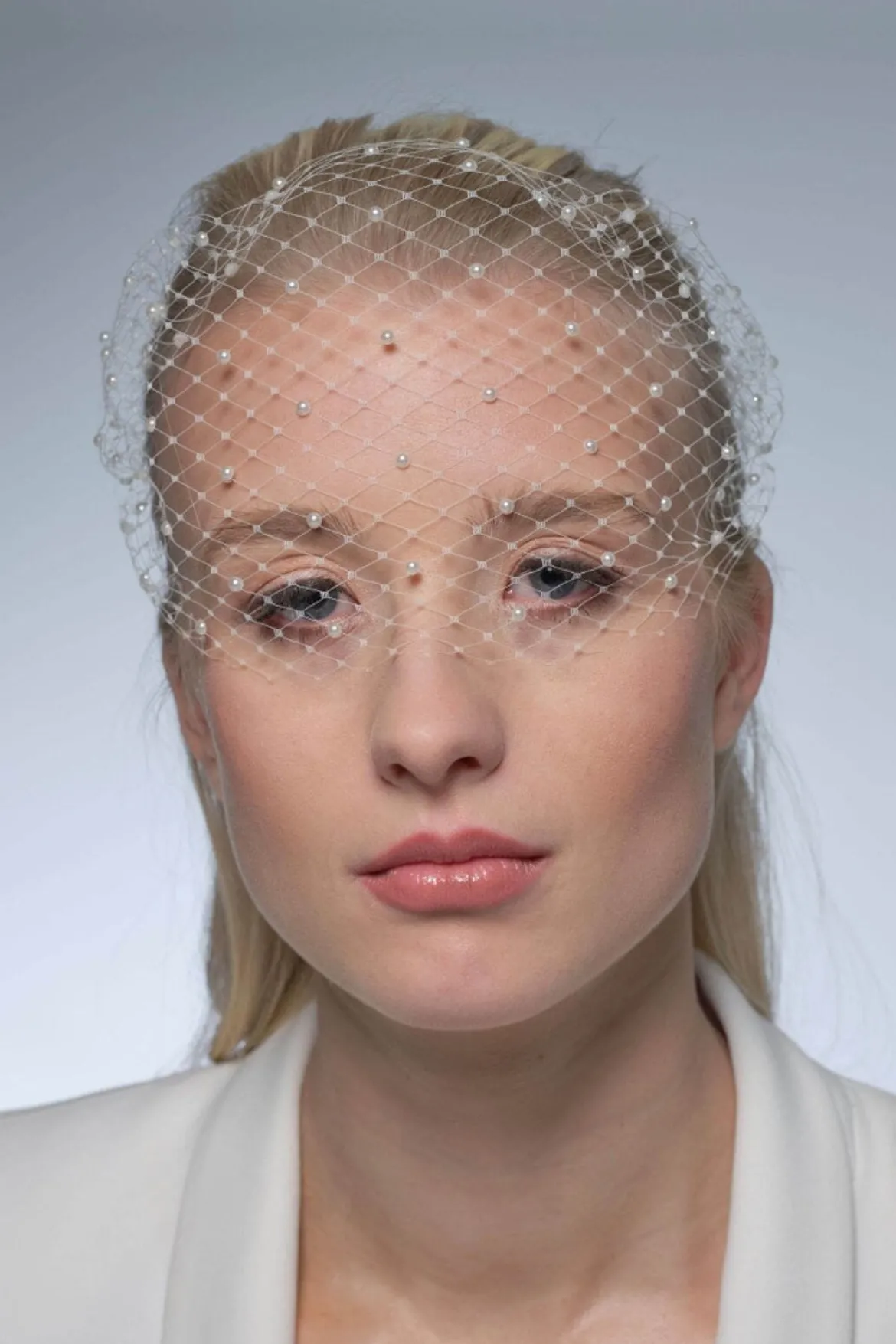 Birdcage Schleier mit Perlen
