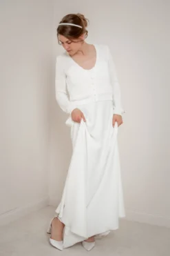 Braut Cardigan mit Perlenknöpfen