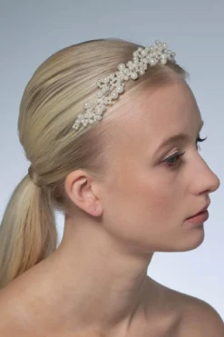 Braut Diadem mit Perlen in Ivory