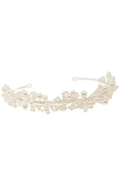 Braut Diadem mit Perlen in Ivory