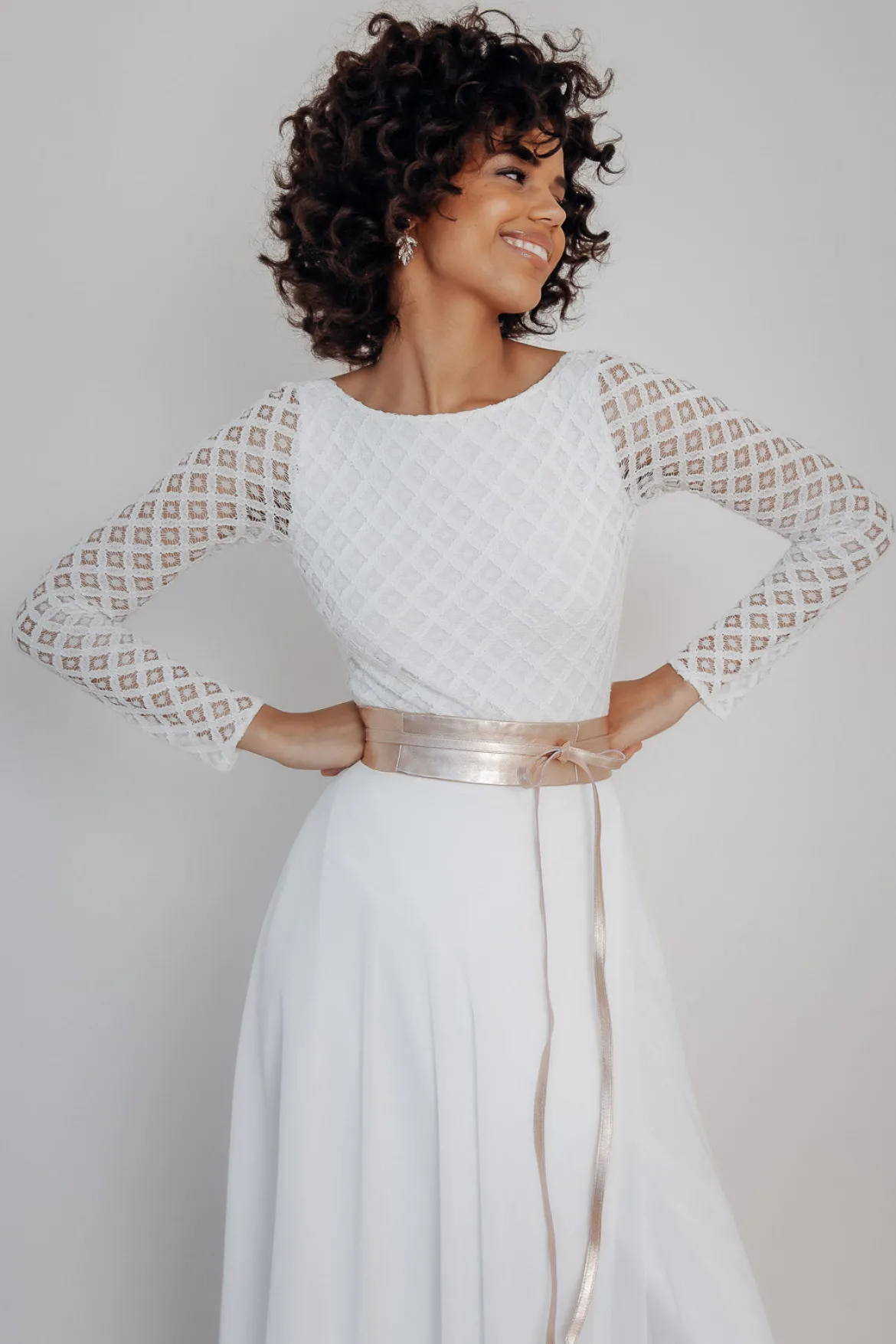 Brautgürtel Roségold, aus feinem Leder – Marielle noni
