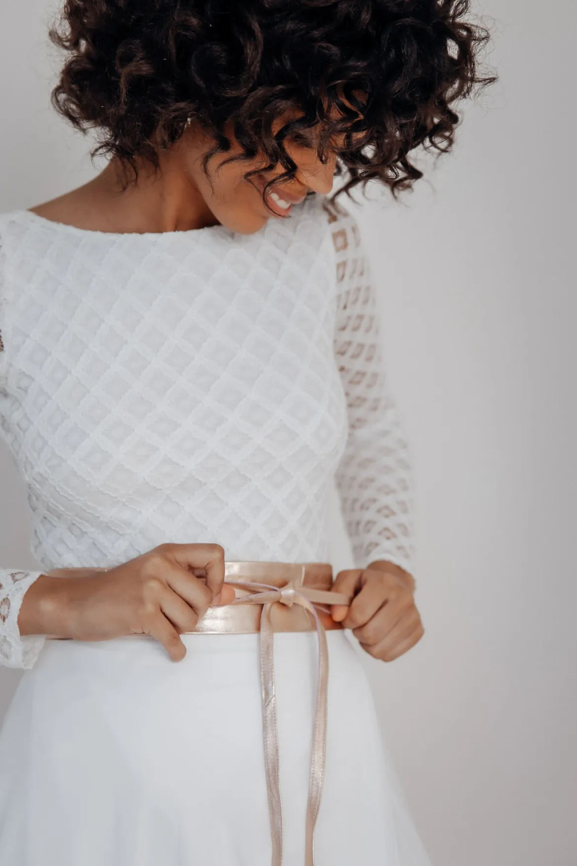 Brautgürtel Roségold, aus feinem Leder – Marielle noni