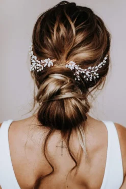 Braut Haarklammer, Haarschmuck mit Opalsteinen