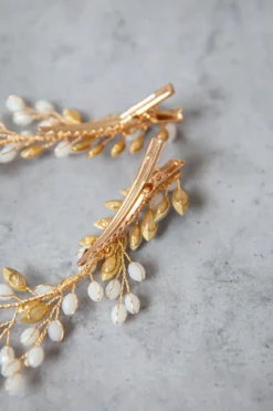 Braut Haarklammer, Haarschmuck mit Opalsteinen