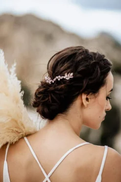 Braut Headpiece in Roségold mit Strass-Blättern