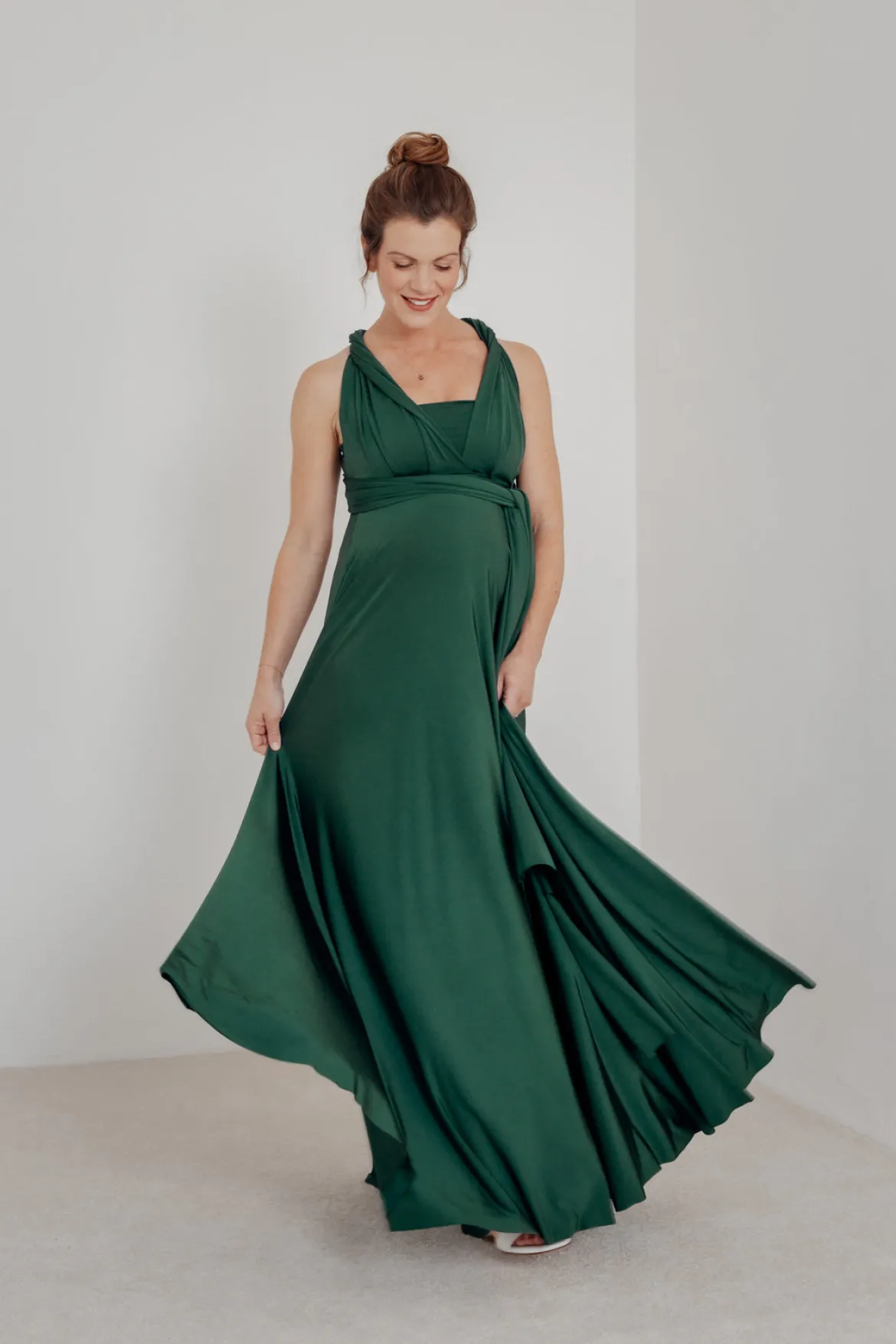 Brautjungfernkleid zum Wickeln – Ballgown Forest Green Twobirds