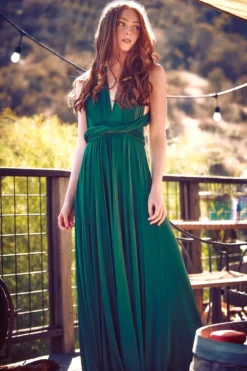 Brautjungfernkleid zum Wickeln – Ballgown Forest Green Twobirds