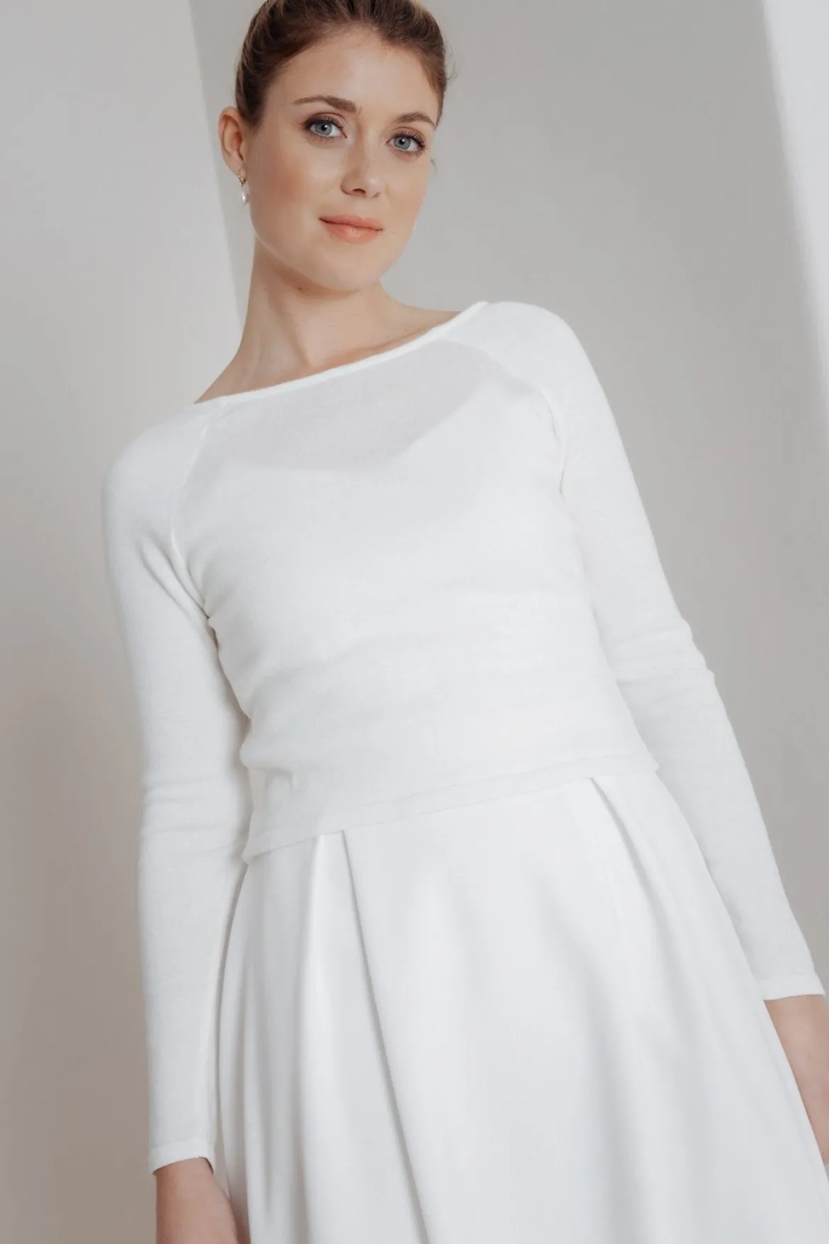 Braut Pullover aus Feinstrick mit V-Ausschnitt