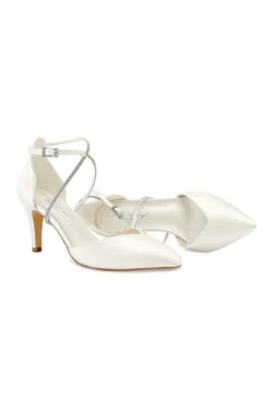 Braut Pumps mit funkelndem Riemen – Marielle Ivory Satin | G.Westerleigh
