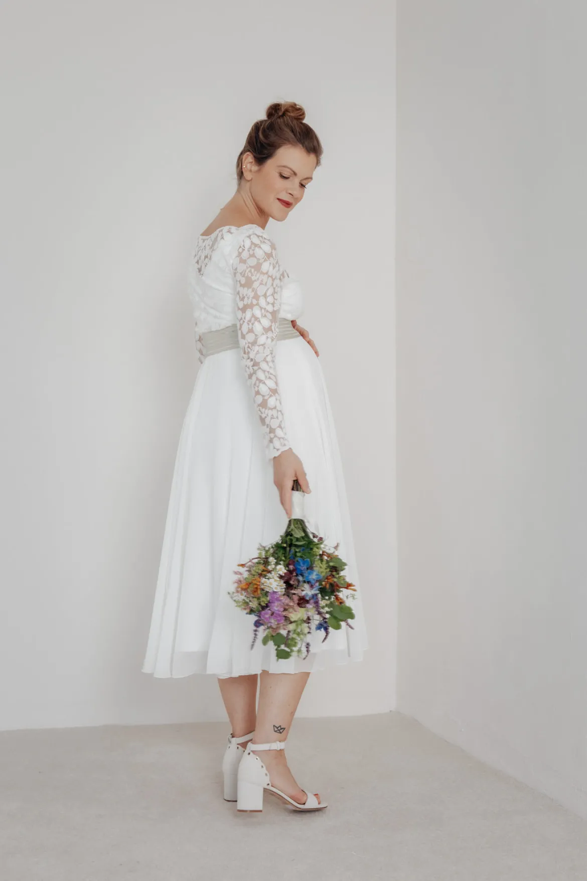 Braut Rock aus Chiffon in Midi-Länge – Mireya noni
