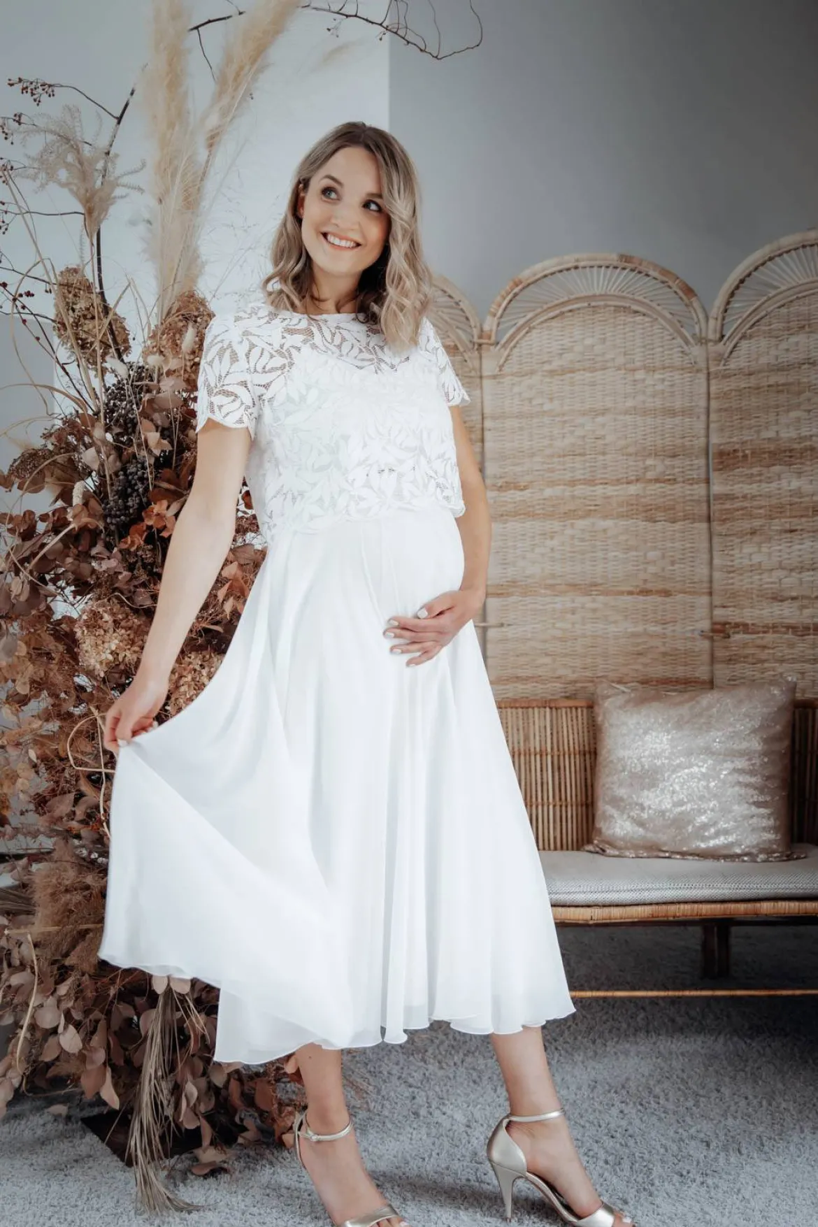 Braut Rock aus Chiffon in Midi-Länge – Mireya noni