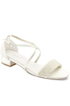 Brautsandale mit Perlen – Layla Ivory Satin | G.Westerleigh