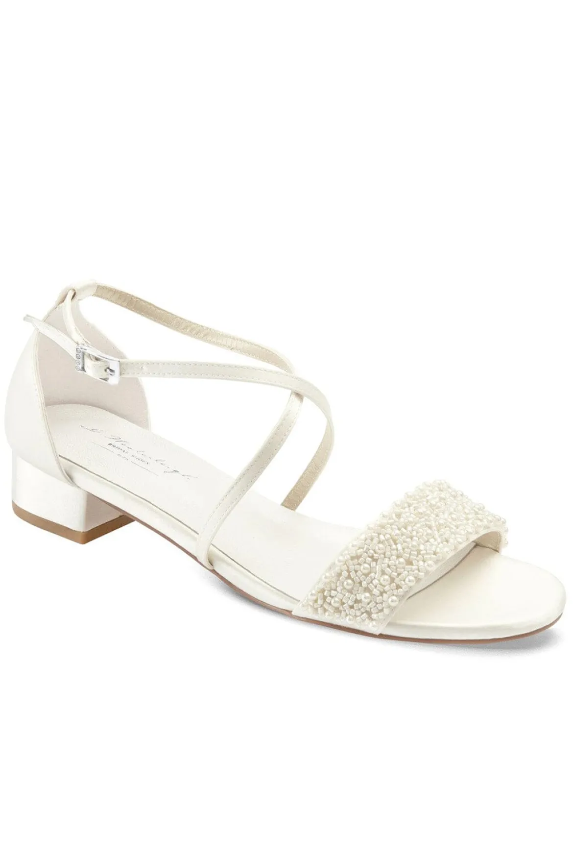 Brautsandale mit Perlen – Layla Ivory Satin | G.Westerleigh