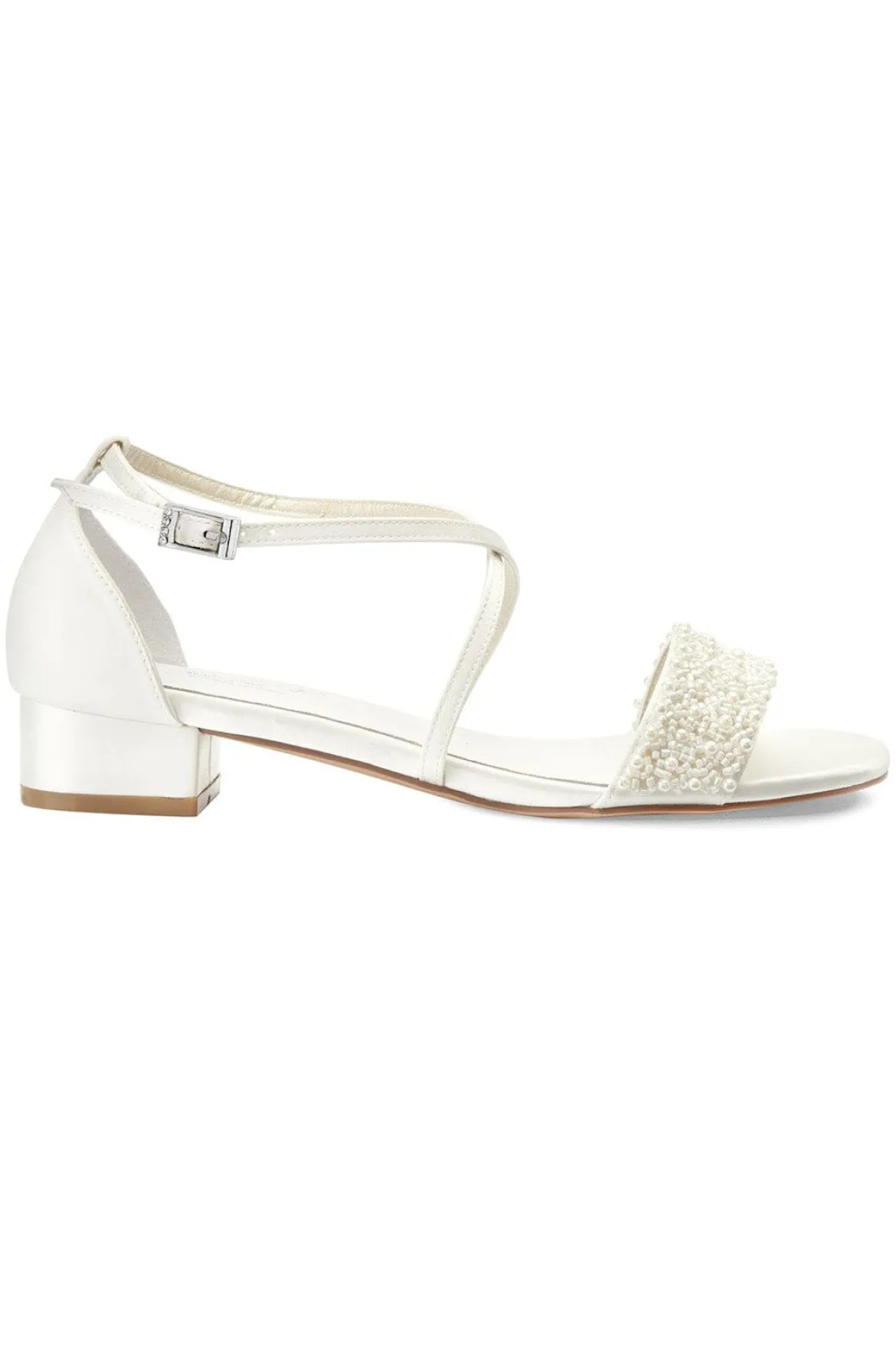 Brautsandale mit Perlen – Layla Ivory Satin | G.Westerleigh
