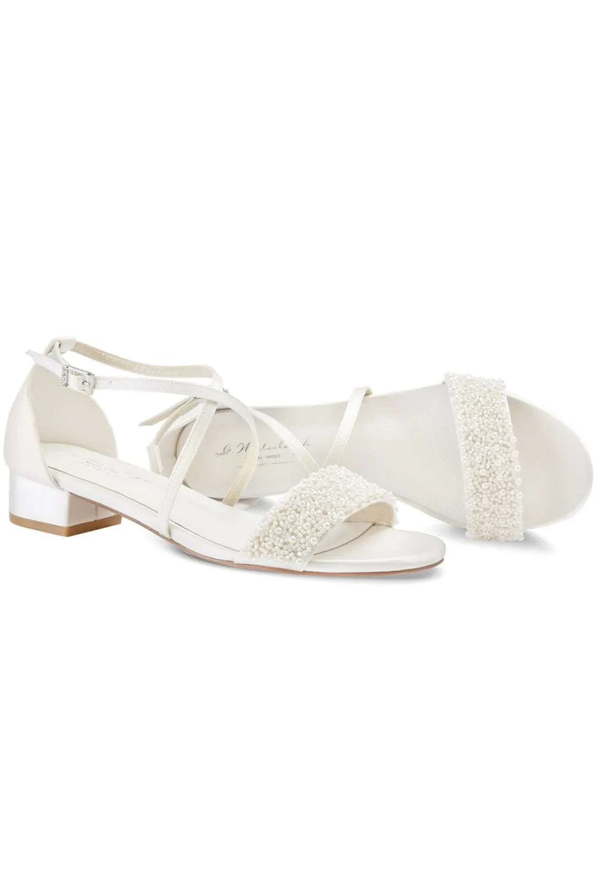 Brautsandale mit Perlen – Layla Ivory Satin | G.Westerleigh