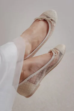 Brautschuh mit Tupfen - Marilyn Daphne Perla rund Pretty Ballerinas