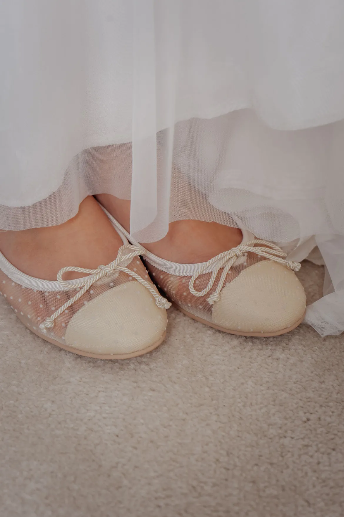 Brautschuh mit Tupfen - Marilyn Daphne Perla rund Pretty Ballerinas
