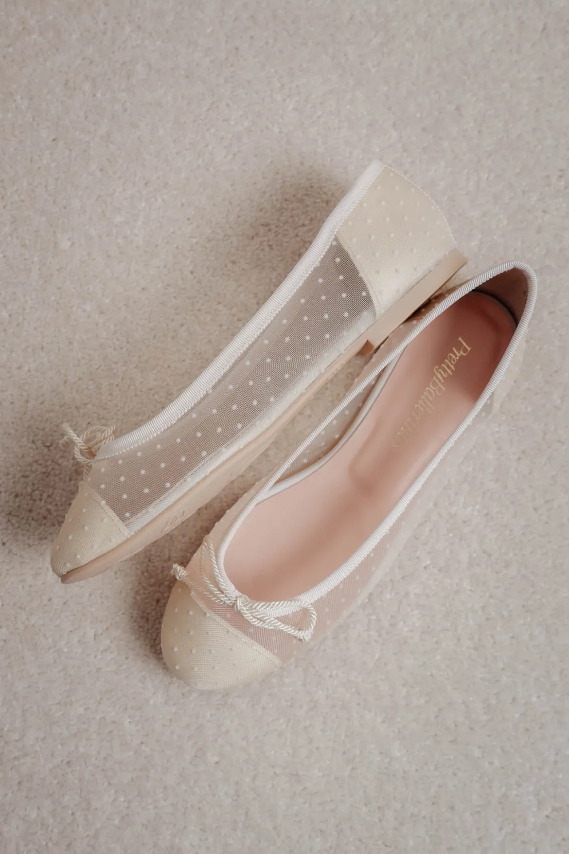 Brautschuh mit Tupfen - Marilyn Daphne Perla rund Pretty Ballerinas