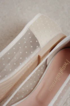 Brautschuh mit Tupfen - Marilyn Daphne Perla rund Pretty Ballerinas