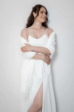 Braut Stola in Ivory mit Fransen