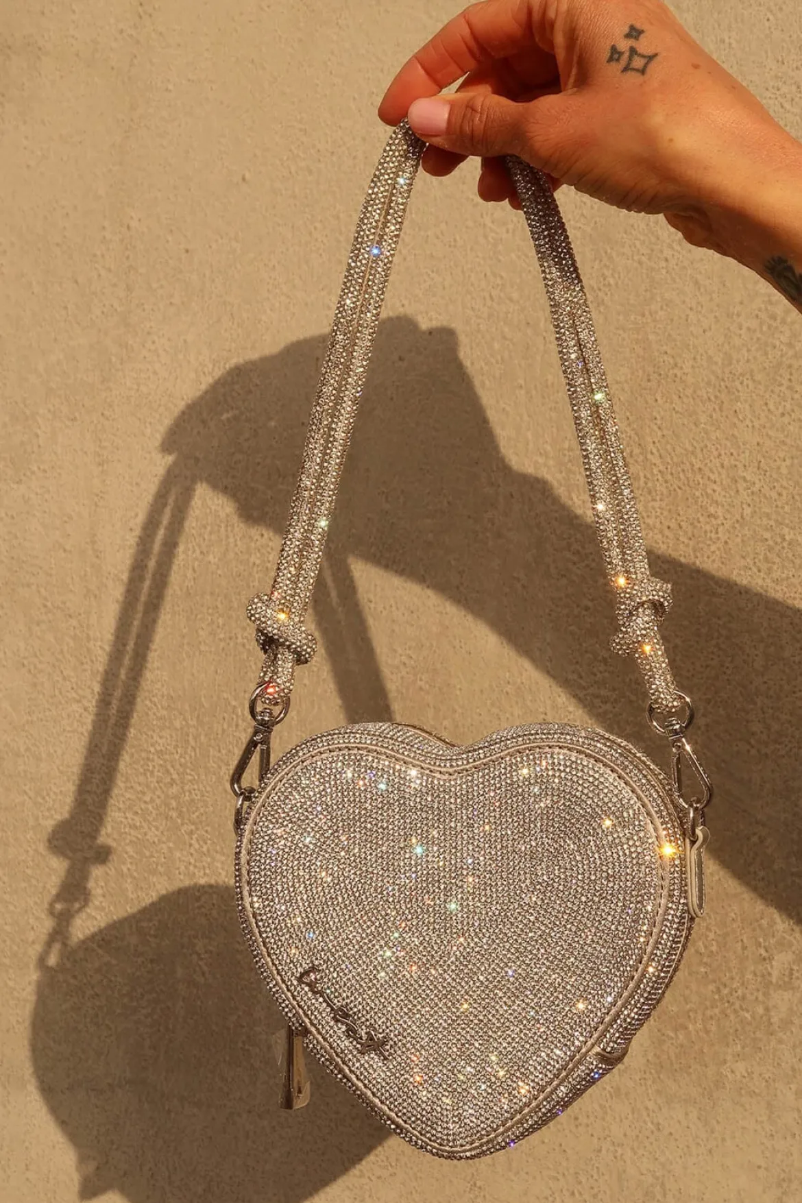 Braut Tasche in Herzform – Midi Heart Bag Crystal Silver | Weat
