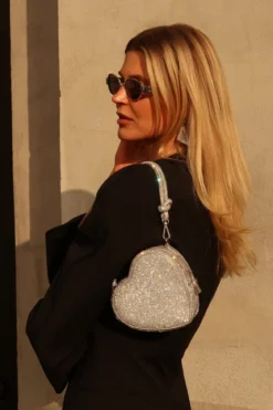 Braut Tasche in Herzform – Midi Heart Bag Crystal Silver | Weat