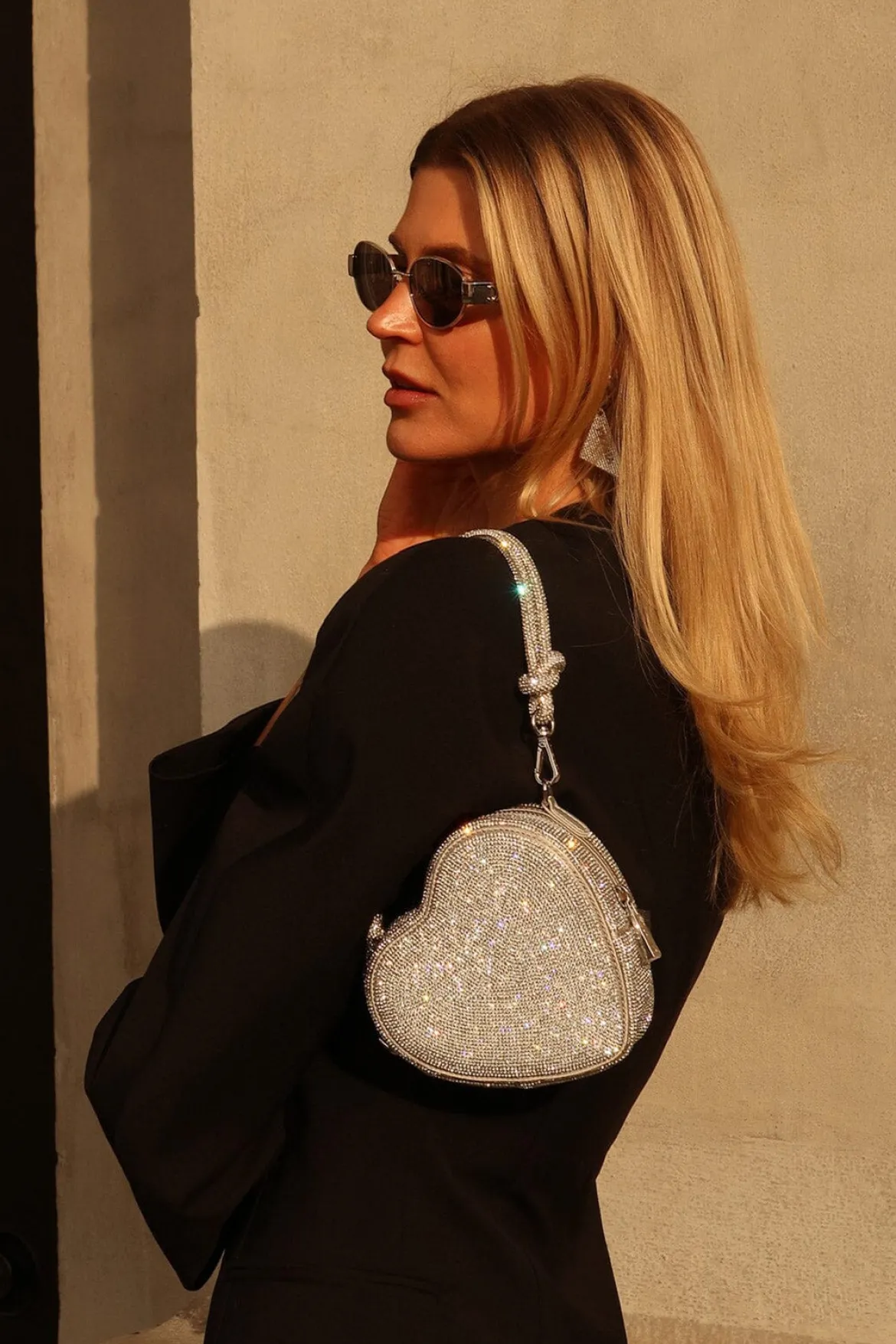 Braut Tasche in Herzform – Midi Heart Bag Crystal Silver | Weat