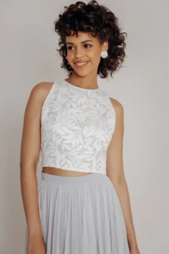 Braut Top mit Blätter-Muster und Rückenausschnitt – Emilia noni