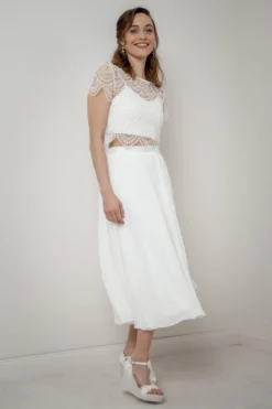 Braut Wedges, Sandalette mit Blumenspitze - Viena