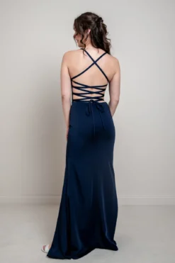 Dunkelblaues Abendkleid mit Rückenschnürung | Glam & Grace