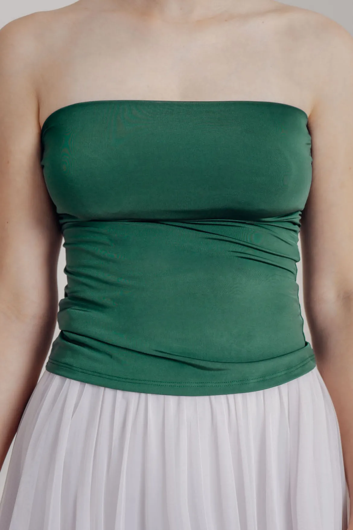 Dunkelgrünes Unterziehtop – Long Jersey Bandeau Forest Green Twobirds