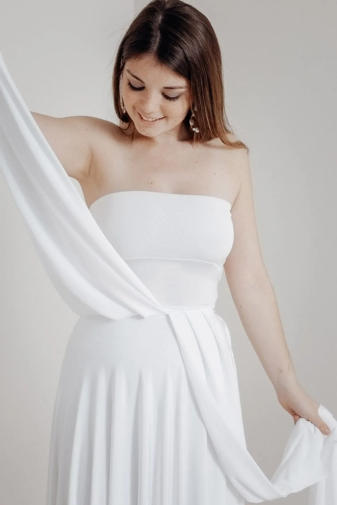 Elastisches Unterziehtop – Long Jersey Bandeau Ivory Twobirds