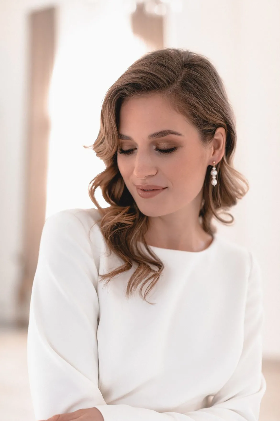 Elegante Braut Ohrringe mit Perlen Anhänger - Love Match