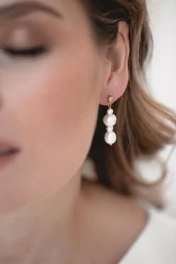Elegante Braut Ohrringe mit Perlen Anhänger - Love Match