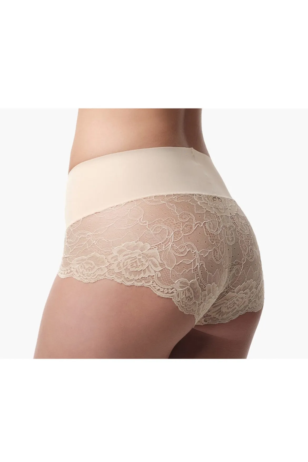 Figurformende Mid-Waist Spitzenshorts in Nude