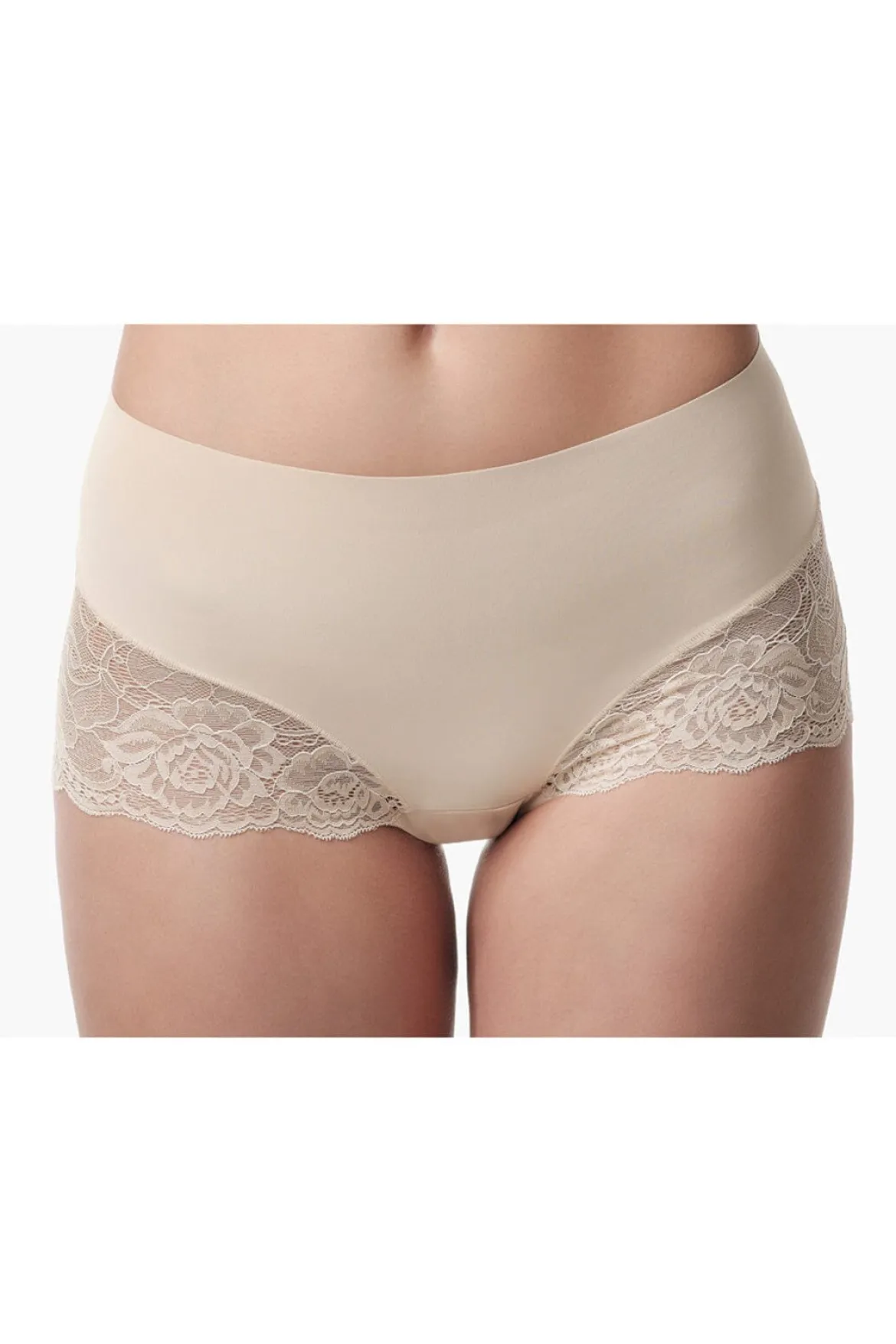 Figurformende Mid-Waist Spitzenshorts in Nude
