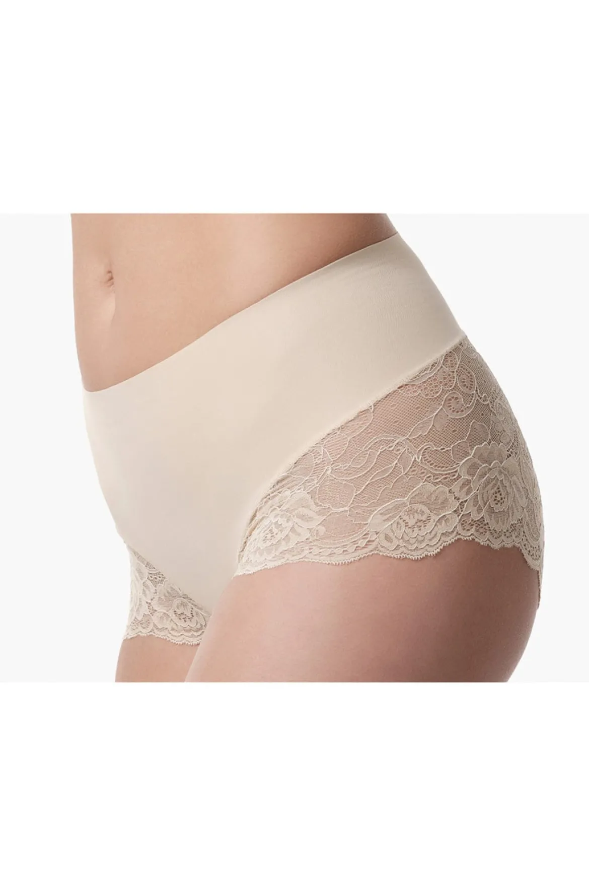Figurformende Mid-Waist Spitzenshorts in Nude