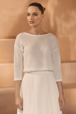 Gemusterter Braut Pullover in Ivory