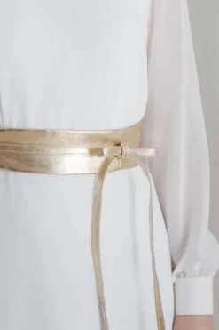 Goldfarbener Brautgürtel aus Leder – Marielle noni
