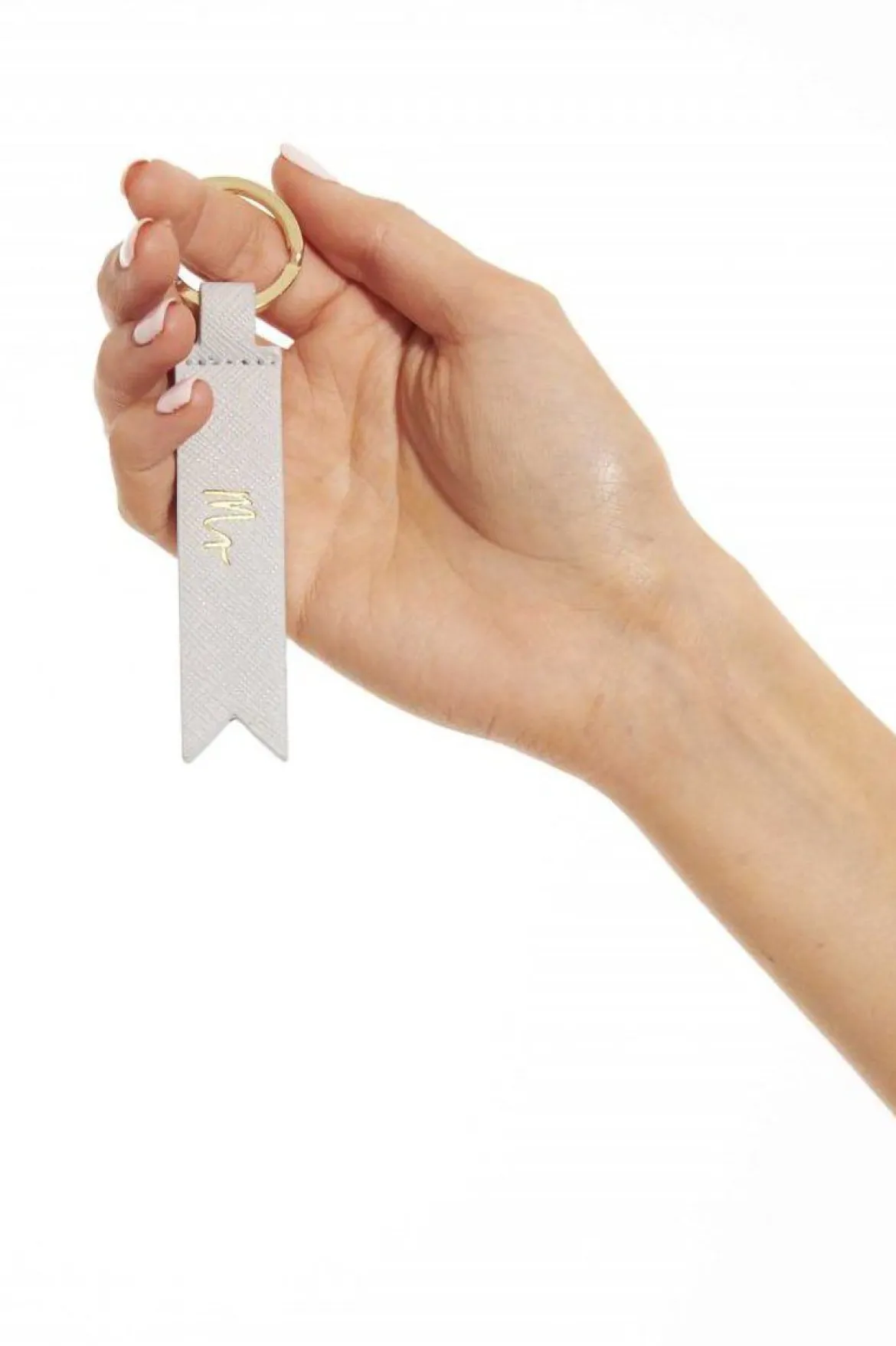 Grauer Schlüsselanhänger "Mr" für den Bräutigam – Katie Loxton