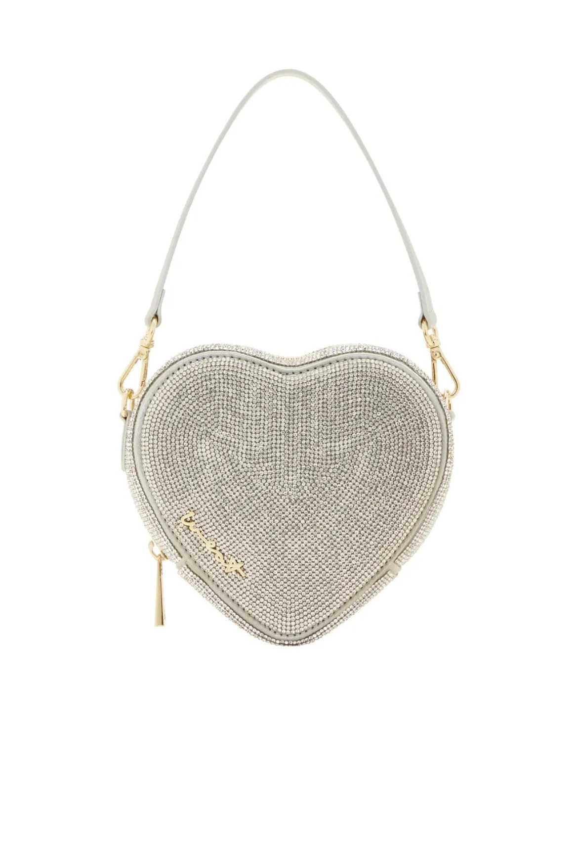Herzförmige Handtasche in Silber – Midi Heart Bag Crystal | Weat