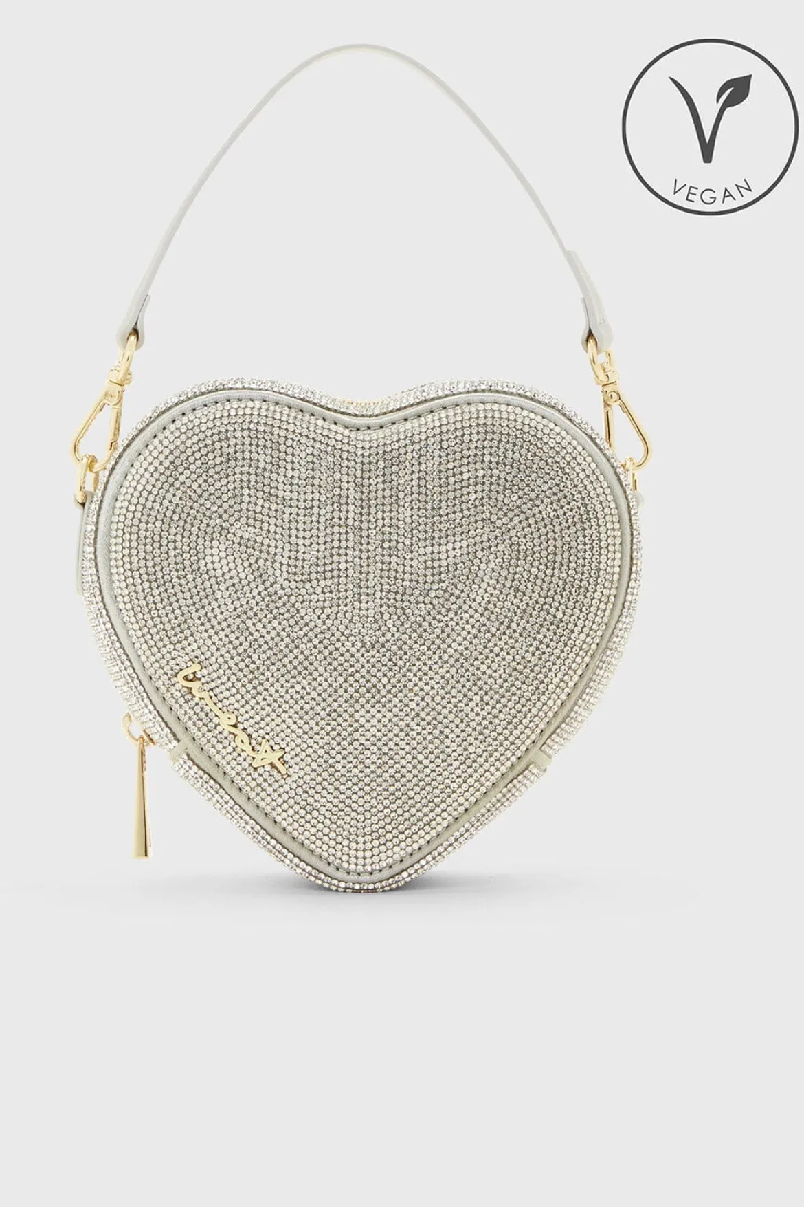 Herzförmige Handtasche in Silber – Midi Heart Bag Crystal | Weat