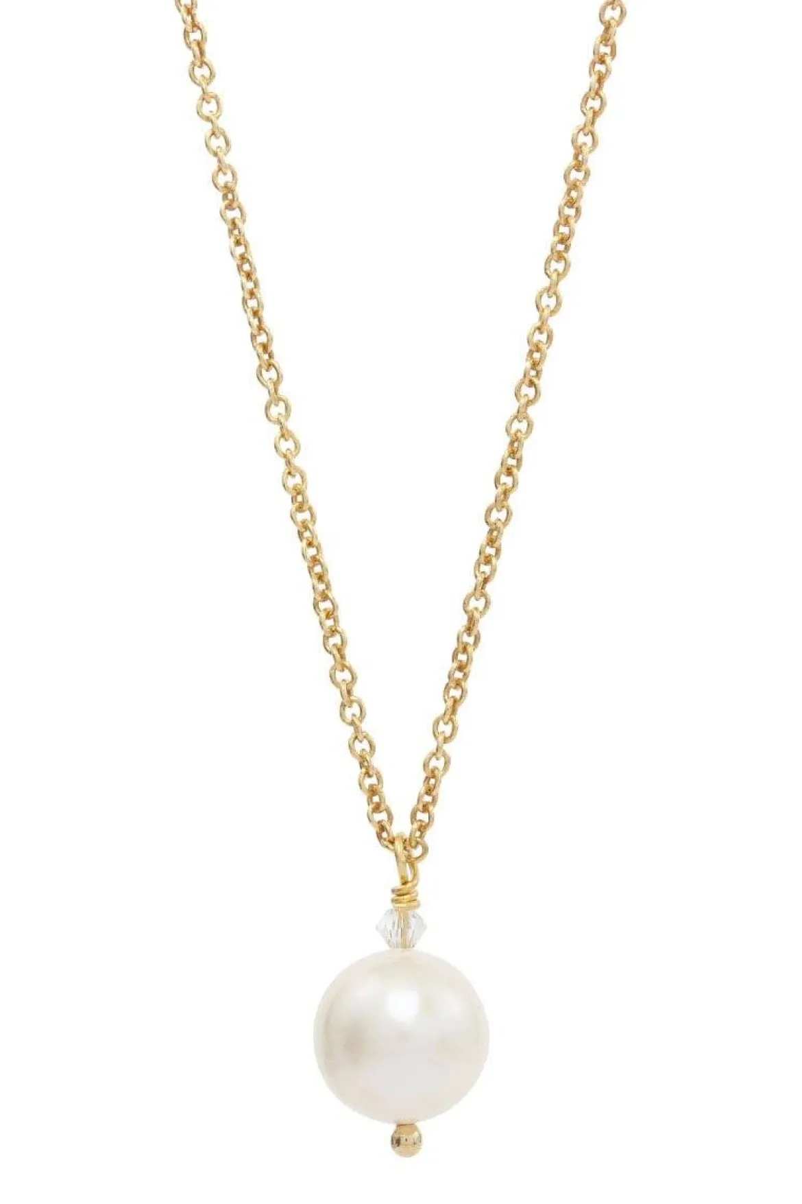Kette mit rundem Perlen-Anhänger und kleinem Kristall – Blooming Beauty