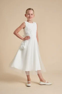 Kommunionkleid mit Tüll und Boho-Spitze