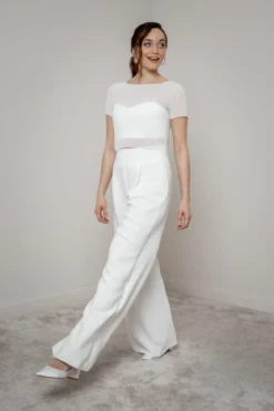 Kurzarm-Braut Top aus Chiffon – Lani noni