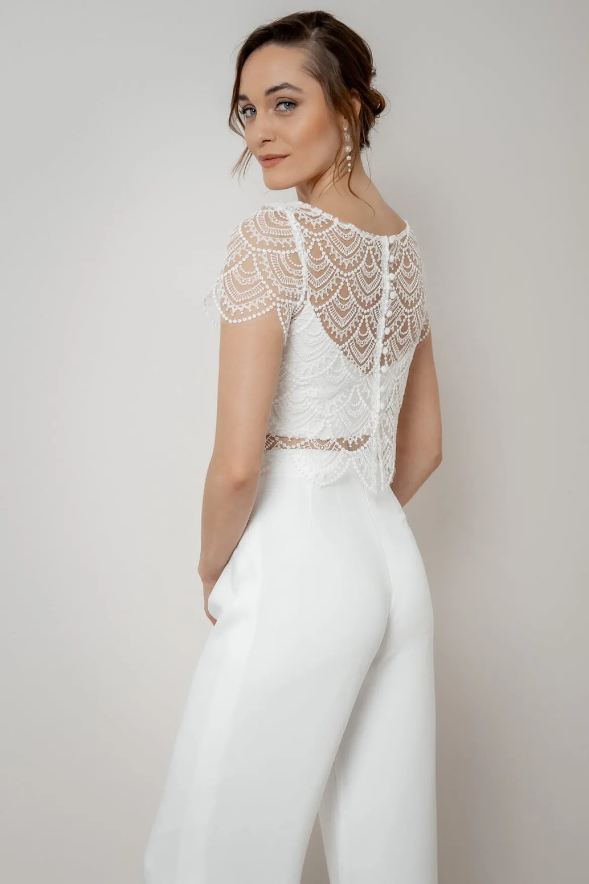 Kurzarm-Braut Top aus Vintage-Spitze – Niah noni