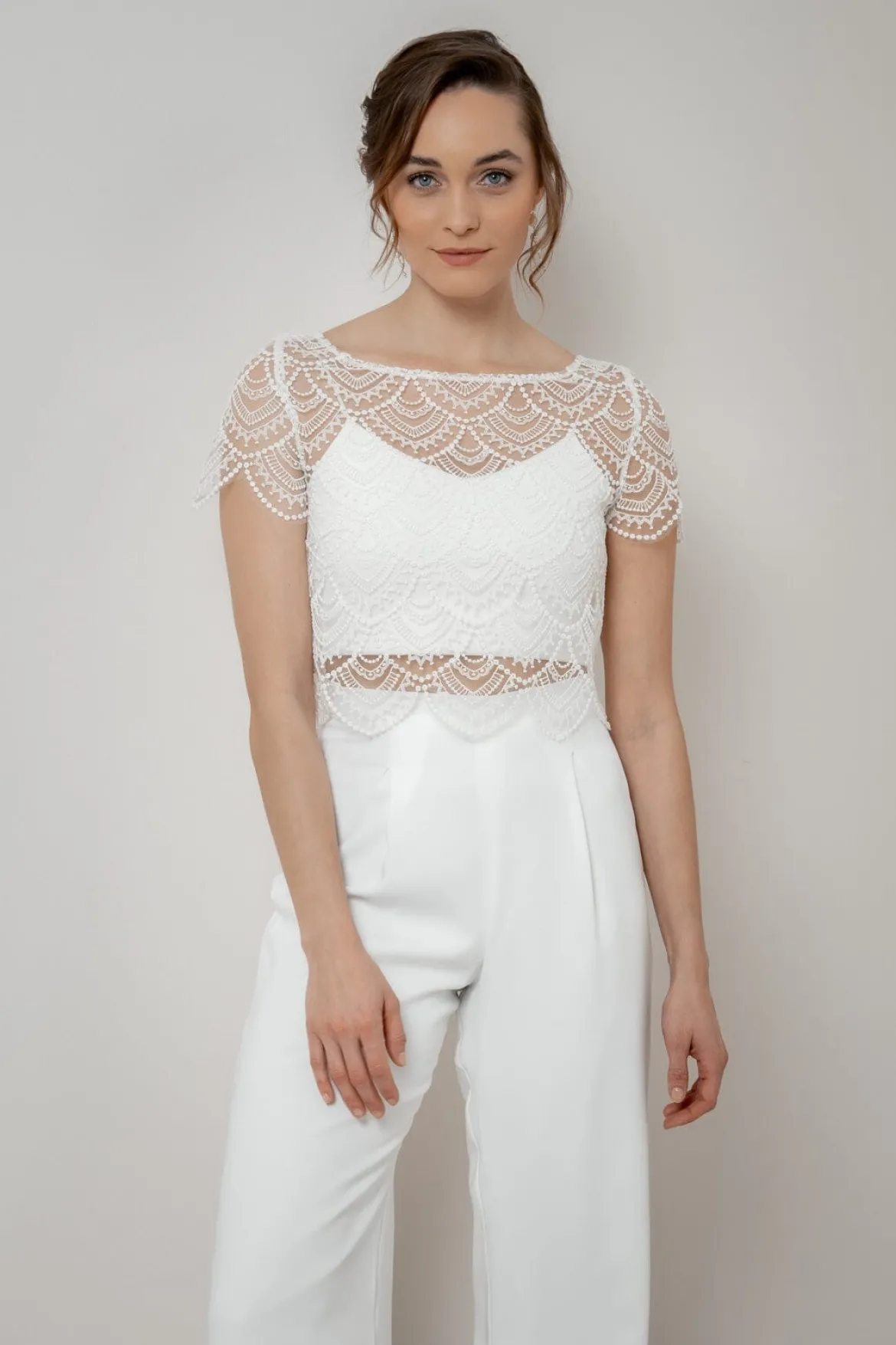 Kurzarm-Braut Top aus Vintage-Spitze – Niah noni