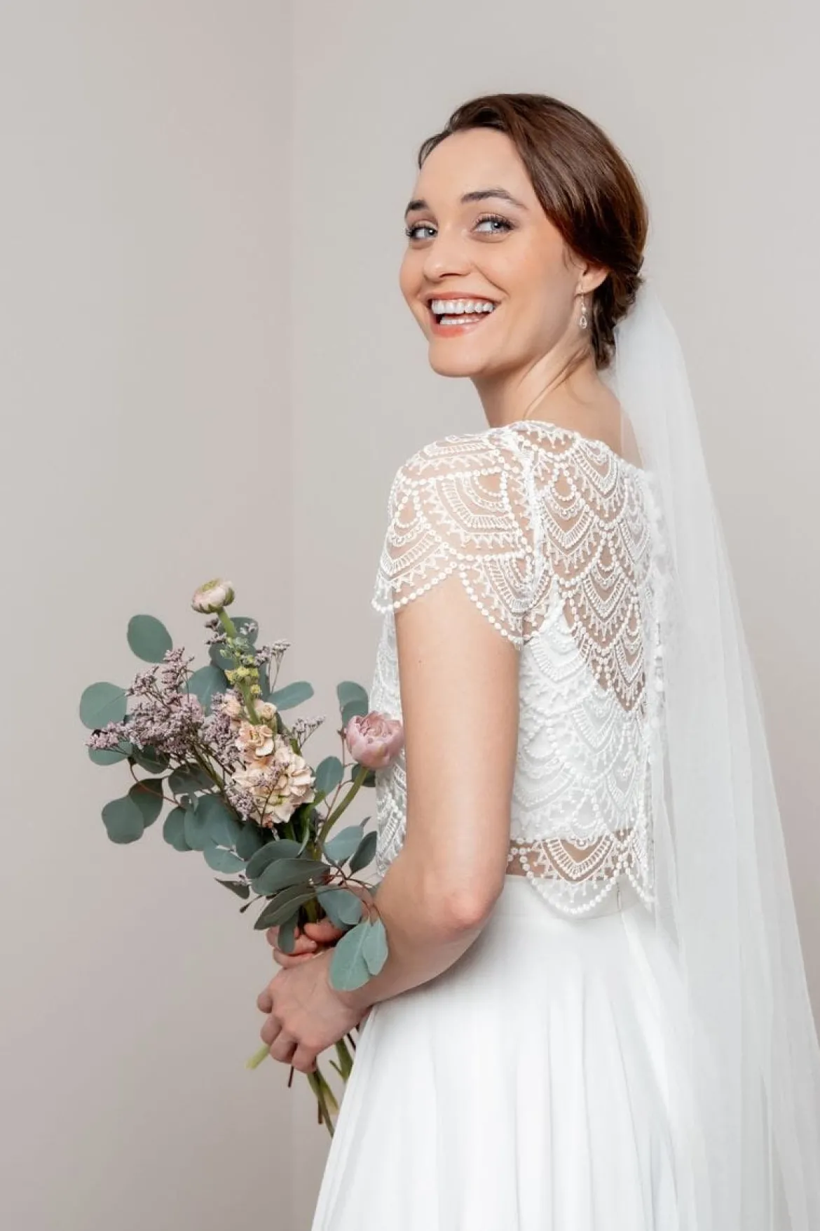 Kurzarm-Braut Top aus Vintage-Spitze – Niah noni