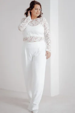 Langarm-Brauttop aus Blätterspitze – Norine noni Curvy