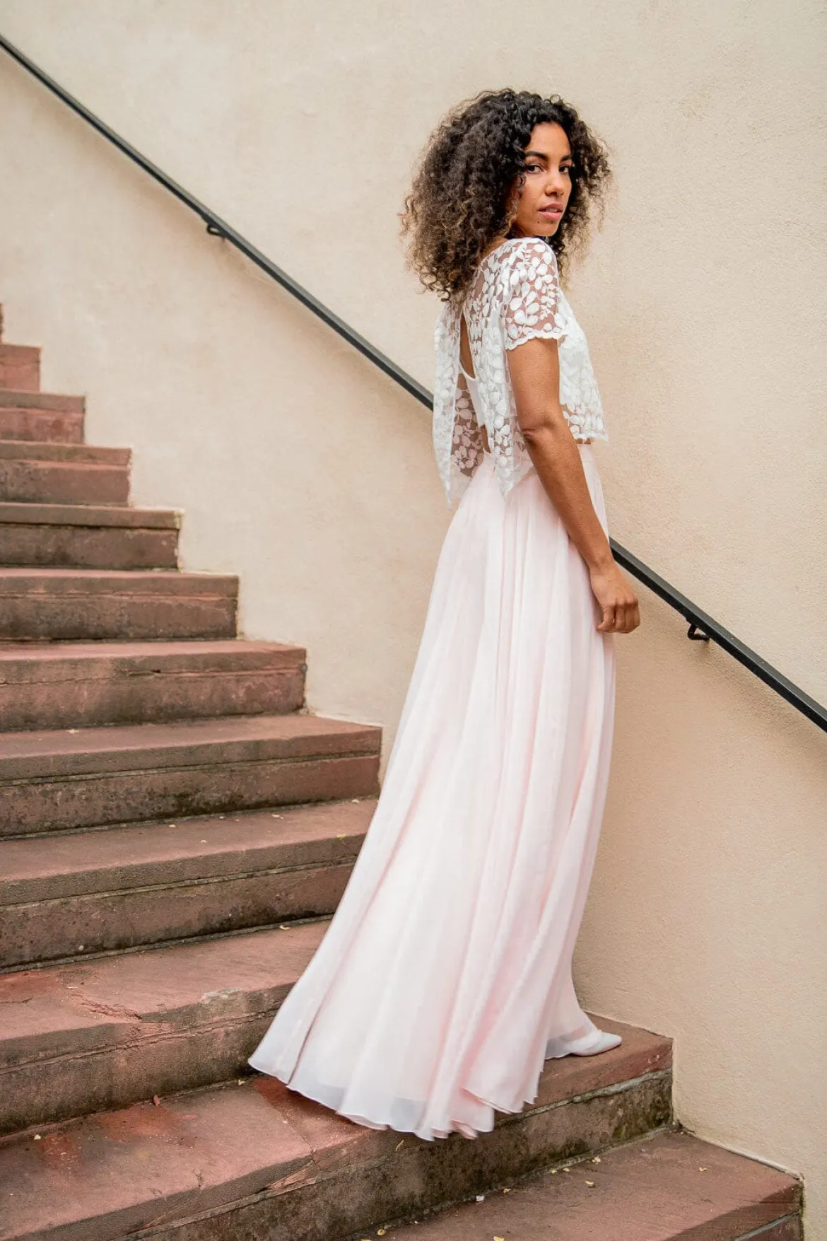 Langer Braut Rock aus Chiffon – Isla Rosé noni